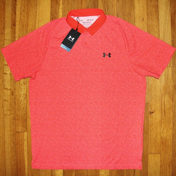 Under Armour UA Iso-Chill Heather Golf Polo Mens M Radio Red - Picture 2 of 5